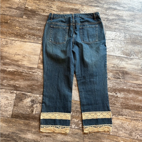 Vintage Jeanology Lace & Sequin Cuff Jeans | Women’s Size 14 Boho Denim - Picture 7 of 7